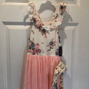 BNWT Flower Dress with Headband 5T